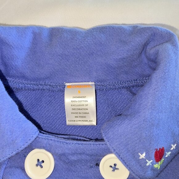 GYMBOREE Jacket Lilac Blue Double Button Embroidery Floral Size 5 Coat - Picture 4 of 7